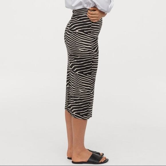 H&M Black & White Zebra Animal Stripe Print Pull-On Maxi Skirt Women's Size XS - Picture 1 of 8